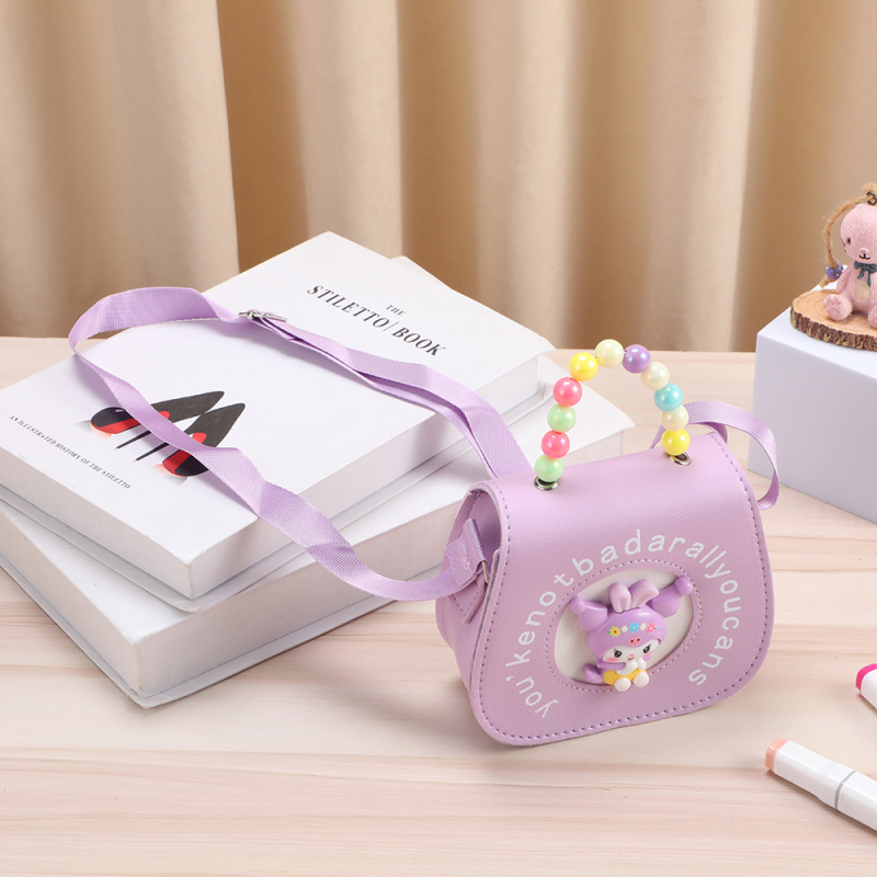 Kuromi portofel cu curea pentru fete, PU ultraușor, model cu desen anime, vârstă grădiniță, stil copilăresc și drăguț