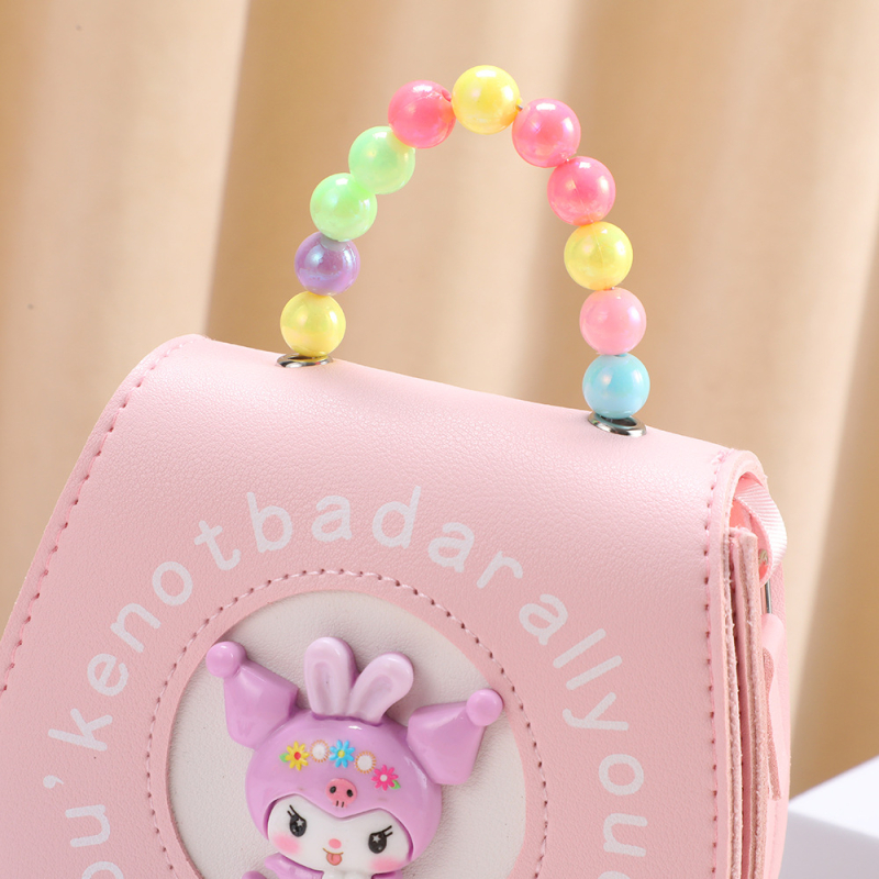 Kuromi portofel cu curea pentru fete, PU ultraușor, model cu desen anime, vârstă grădiniță, stil copilăresc și drăguț