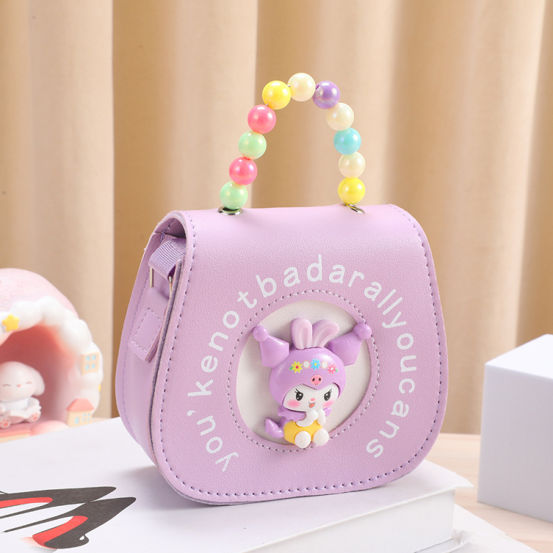 Kuromi portofel cu curea pentru fete, PU ultraușor, model cu desen anime, vârstă grădiniță, stil copilăresc și drăguț