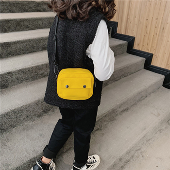 Dječja platnena crossbody torba, unisex, prozračna, podstava od sintetičke kože, jednobojna boja, za svakodnevnu upotrebu, za osnovnu školu, moderan stil