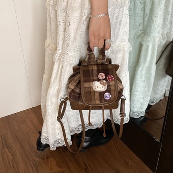 Rucsac unisex cu șnur pentru călătorii, model pisică – Material PU, căptușeală din piele sintetică, stil modern