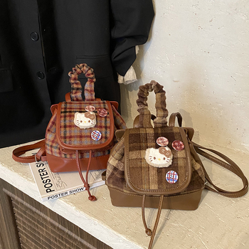 Rucsac unisex cu șnur pentru călătorii, model pisică – Material PU, căptușeală din piele sintetică, stil modern