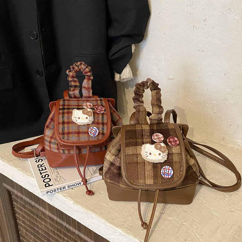 Rucsac unisex cu șnur pentru călătorii, model pisică – Material PU, căptușeală din piele sintetică, stil modern