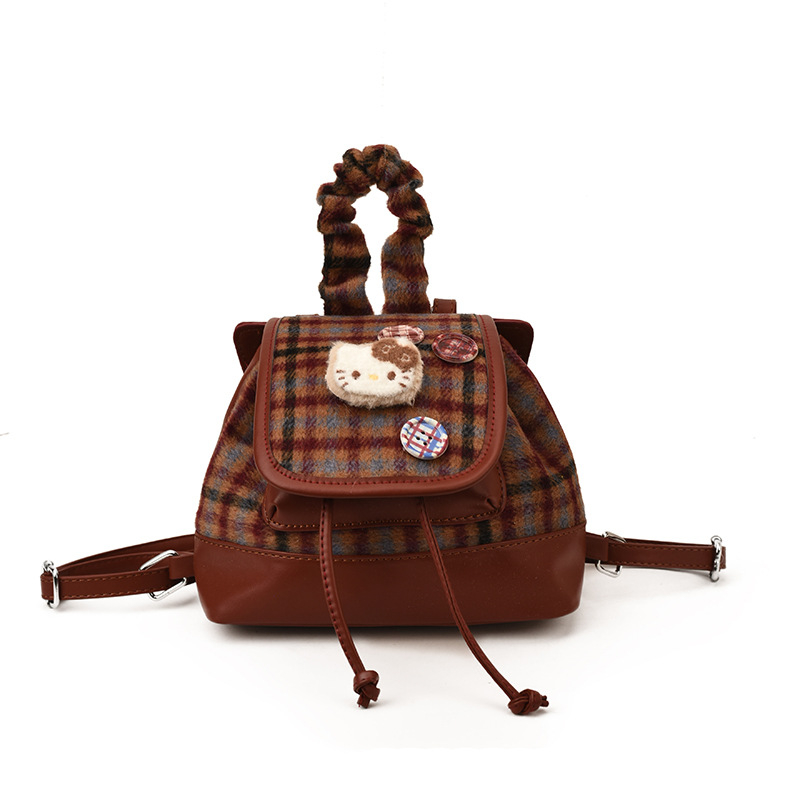 Rucsac unisex cu șnur pentru călătorii, model pisică – Material PU, căptușeală din piele sintetică, stil modern