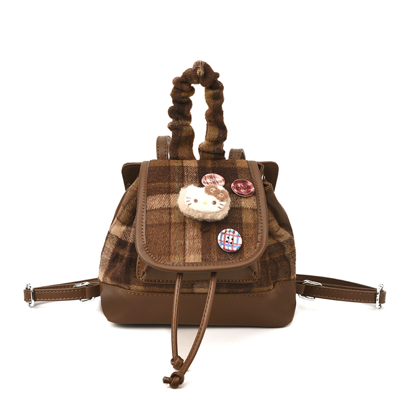 Rucsac unisex cu șnur pentru călătorii, model pisică – Material PU, căptușeală din piele sintetică, stil modern