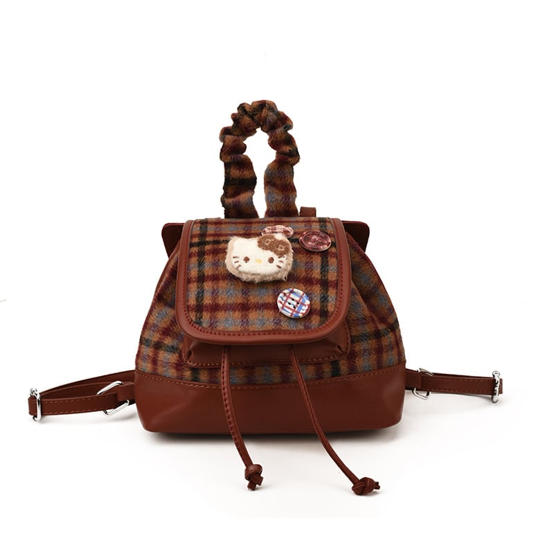 Rucsac unisex cu șnur pentru călătorii, model pisică – Material PU, căptușeală din piele sintetică, stil modern