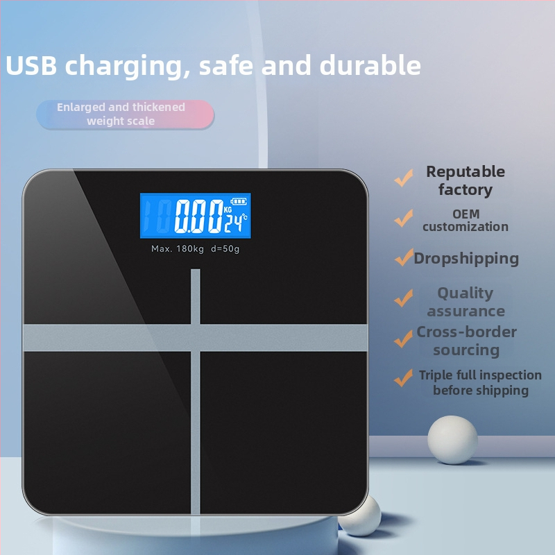 Smart Bluetooth váha na telesný tuk CB2615, LCD 60x24, 0,2–180 kg, tvrdené sklo, USB-C nabíjateľná