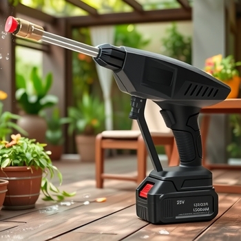 Prijenosni bežični visokotlačni pištolj za pranje automobila – ST-2, 50 bar, domet raspršivanja 6–8 m, litij baterija, plastika + nehrđajući čelik