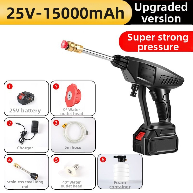 Prenosný bezdrôtový vysokotlaký čistič áut – ST-2, 50 bar, dosah postreku 6–8 m, Li-batéria, plast + nerezová oceľ