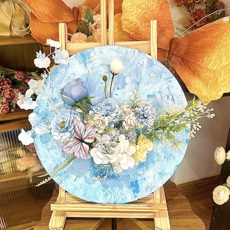 Kit DIY pentru aranjament floral în stil pictură în ulei francez, fără ramă, potrivit pentru living, dormitor sau restaurant, decor modern minimalist