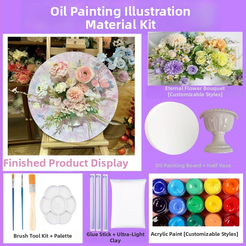 DIY súprava na kvetinovú kompozíciu v štýle francúzskej olejomaľby, bez rámu, vhodná do obývačky, spálne alebo reštaurácie, moderný minimalistický vzhľad