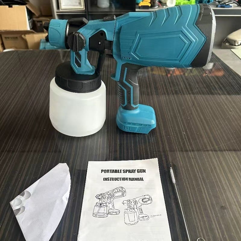 Električna sprej pištolj za vodotopnu latex boju, visoka atomizacija, punjiva litijeva baterija (21V, 300W, mlaznica Ø0.8 mm, kapacitet spremnika 1200 ml)