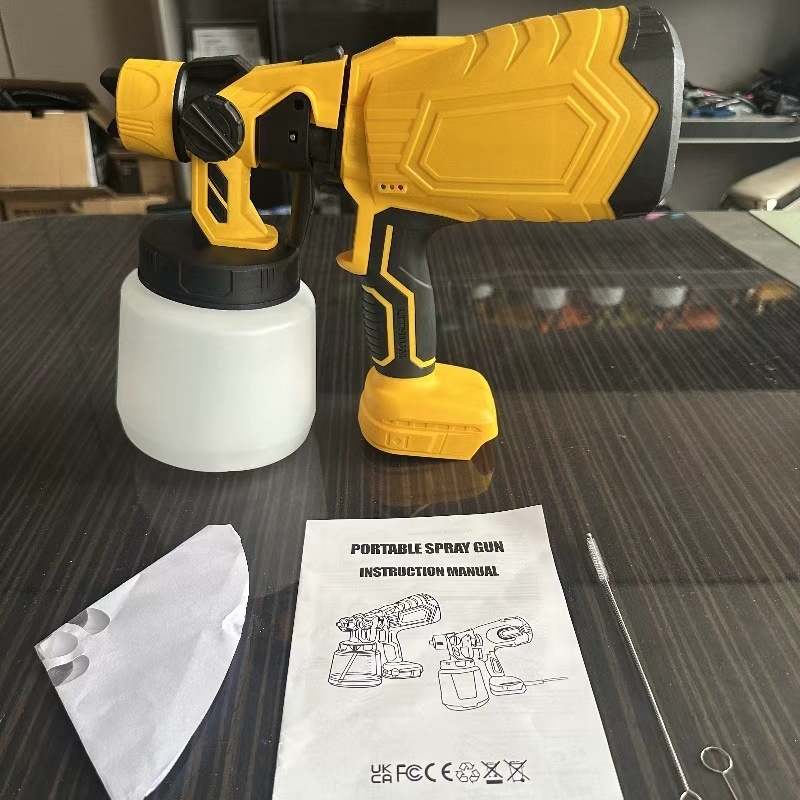 Električna sprej pištolj za vodotopnu latex boju, visoka atomizacija, punjiva litijeva baterija (21V, 300W, mlaznica Ø0.8 mm, kapacitet spremnika 1200 ml)