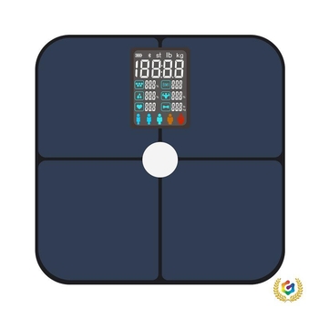 Vaga za tjelesnu masnoću s Bluetoothom, iOS aplikacija, 4 visokoprecizna senzora, raspon 0,3–180 kg, kaljeno staklo