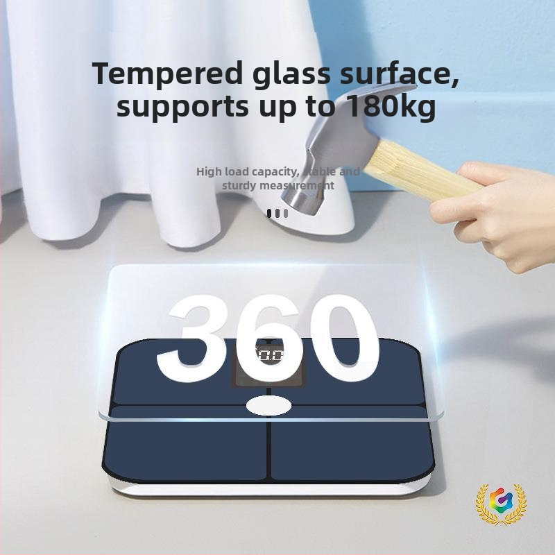 Váha na telesný tuk s Bluetooth, iOS aplikáciou, 4 presné senzory, rozsah 0,3–180 kg, tvrdené sklo