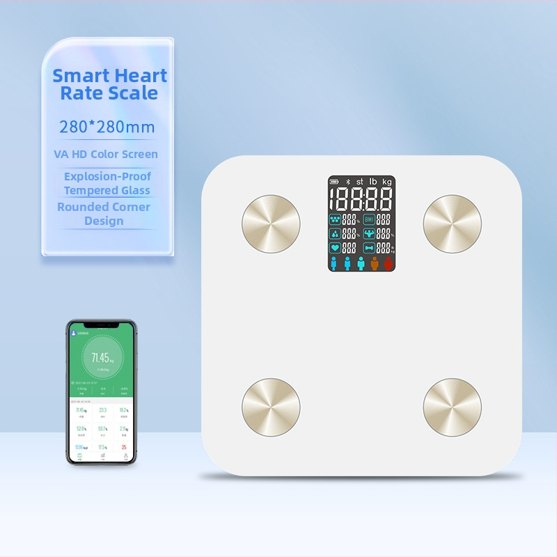 Váha na telesný tuk s Bluetooth, iOS aplikáciou, 4 presné senzory, rozsah 0,3–180 kg, tvrdené sklo