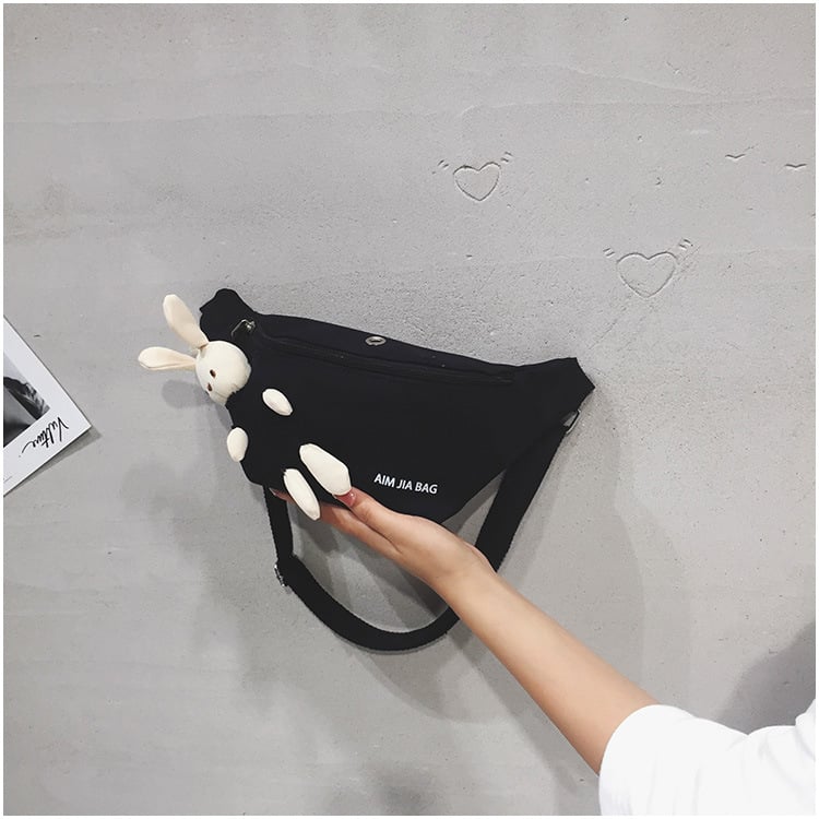 Детска чанта за колан с мечешка форма, канвас, свеж и сладък стил, цип, джоб за телефон и полиестерна подплата