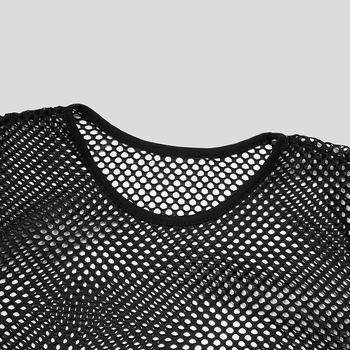 Muški mrežasti T‑shirt s dugim rukavima i okruglim izrezom, uski kroj, prozračan poliester, mrežasti uzorak