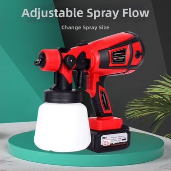Пистолет за пръскане с литиева батерия, разглобяем високоволтов електрически инструмент за латекс и маслена боя, дюза 1.8 мм, 220 V, резервоар 900 ml, тегло 1.5 kg