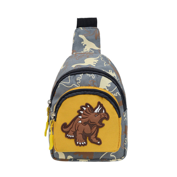 Dječja platnena crossbody torba s dinosaurom – karikatura uzorak, serija Little Dinosaur, zaštita protiv krađe i smanjenje opterećenja