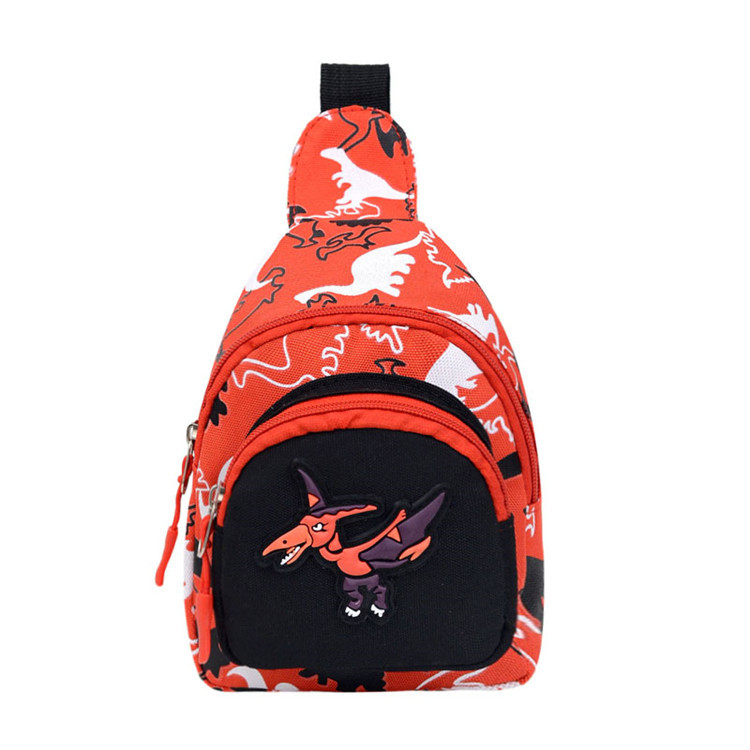 Dječja platnena crossbody torba s dinosaurom – karikatura uzorak, serija Little Dinosaur, zaštita protiv krađe i smanjenje opterećenja