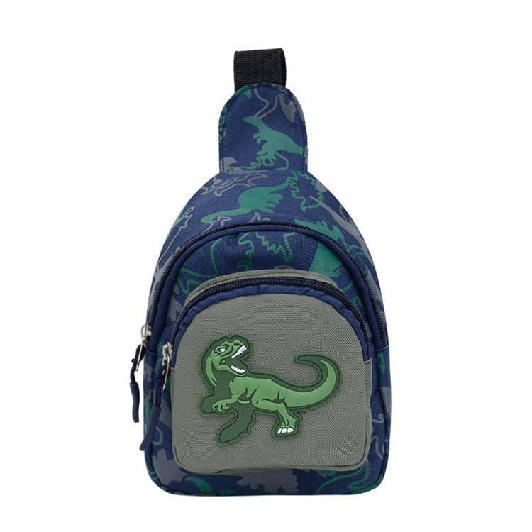 Dječja platnena crossbody torba s dinosaurom – karikatura uzorak, serija Little Dinosaur, zaštita protiv krađe i smanjenje opterećenja