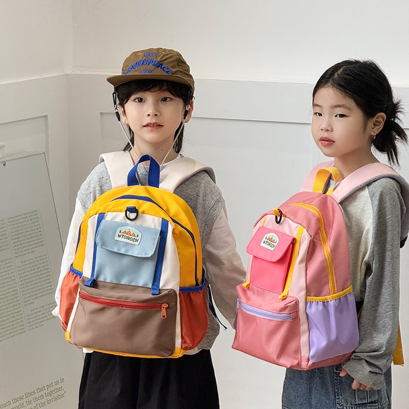 WTOCH unisex torba za školu od najlona, prozračni remeni s zračnim jastukom, proširiva kapaciteta, zaštita kralježnice, uzorak slova, poliester podstava