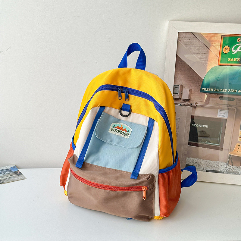 WTOCH unisex torba za školu od najlona, prozračni remeni s zračnim jastukom, proširiva kapaciteta, zaštita kralježnice, uzorak slova, poliester podstava