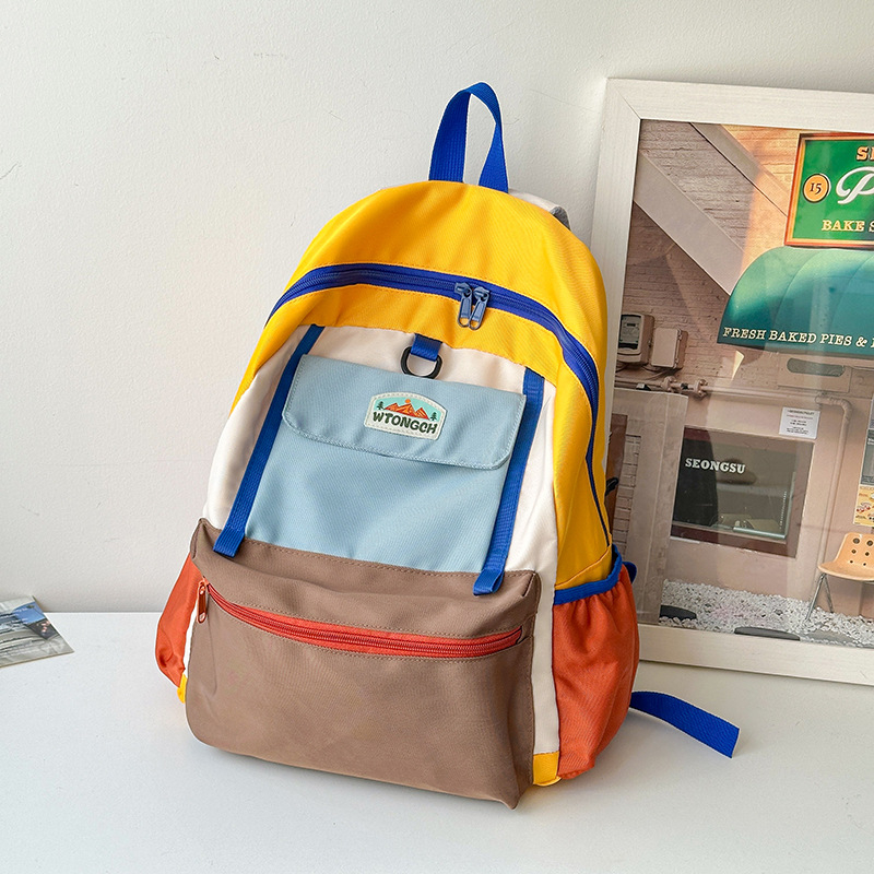 WTOCH unisex torba za školu od najlona, prozračni remeni s zračnim jastukom, proširiva kapaciteta, zaštita kralježnice, uzorak slova, poliester podstava