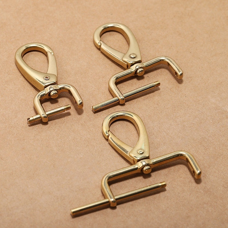 Leválasztható kampó táskákhoz tiszta rézből — kulcstartó kampó, hardver táskákhoz mozgó csavarrúddal