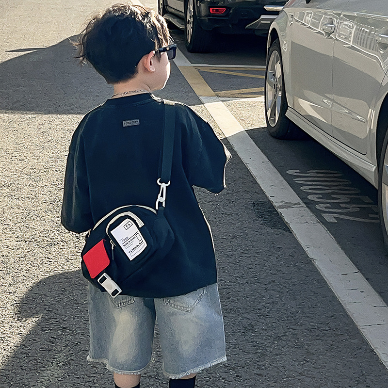 Dječja torba preko ramena od platna — Modern Tide Cool stil, podstava poliester, ultra lagana i proširiva, svakodnevna uporaba