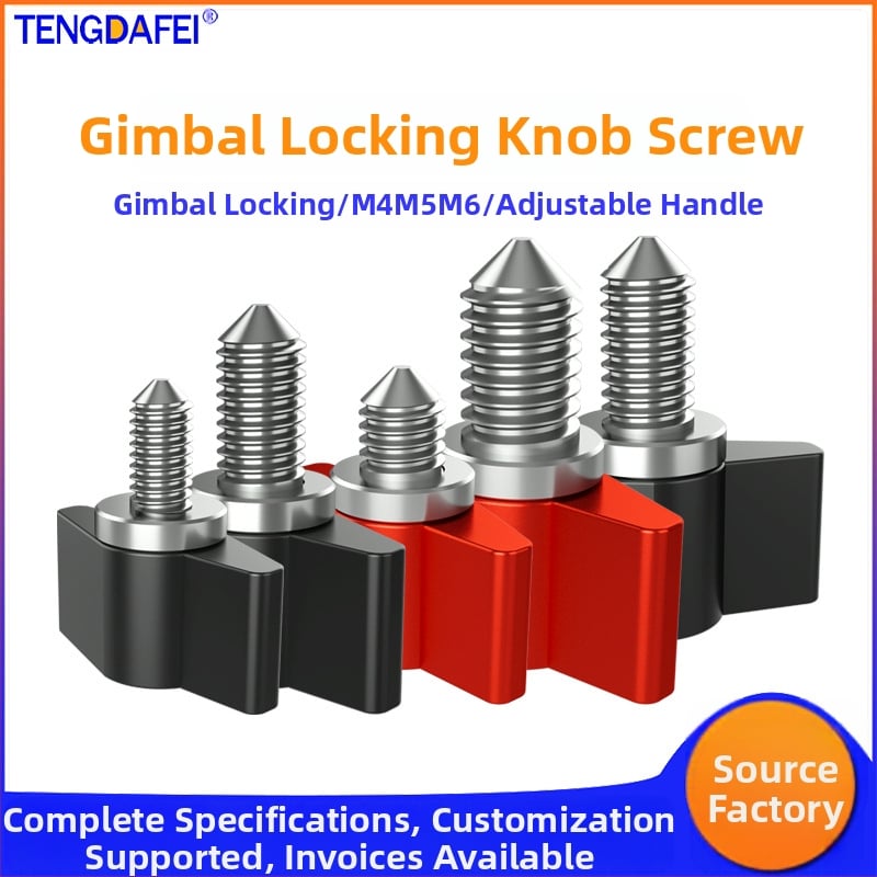TF10580 PTZ заключващ винт с T-образна регулируема дръжка, М3/M4/M5/M6, алуминиева сплав + въглеродна стомана, за различни видове малки PTZ, товароподемност 2–5 кг