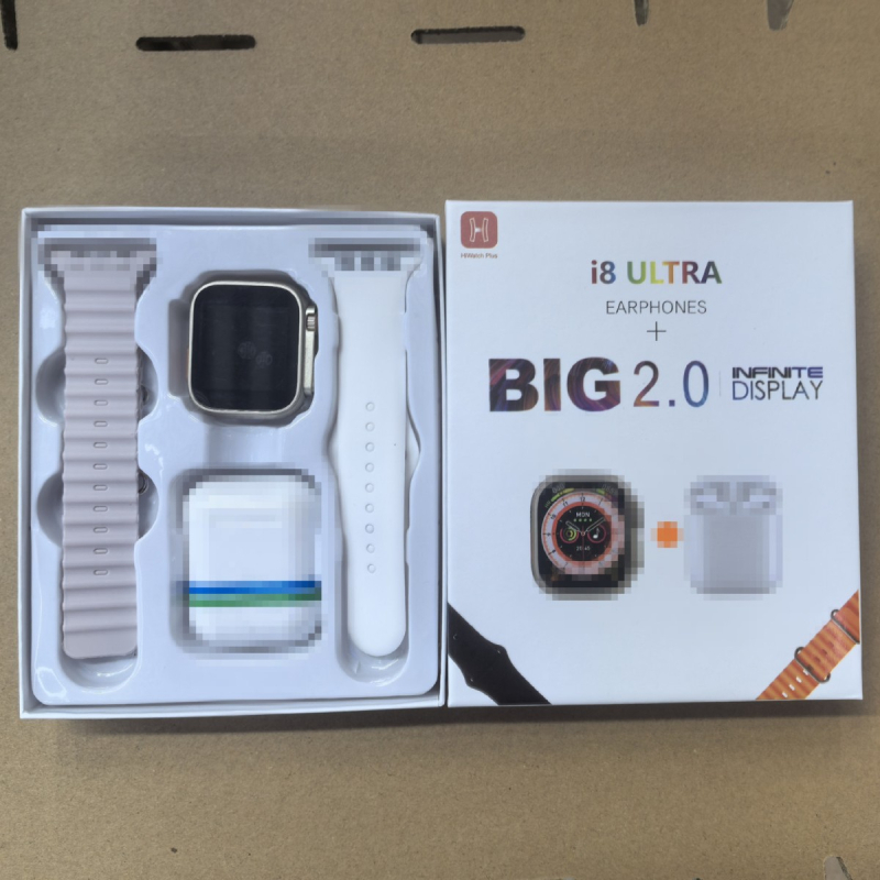 Έξυπνο ρολόι Senmatai i8 Ultra3 S10 με κλήσεις Bluetooth και ακουστικό, διπλός ιμάντας 2-σε-1, μέτρηση οξυγόνου αίματος, καρδιακών παλμών και αρτηριακής πίεσης, παρακολούθηση ύπνου, ασύρματη φόρτιση, συμβατό με Android.