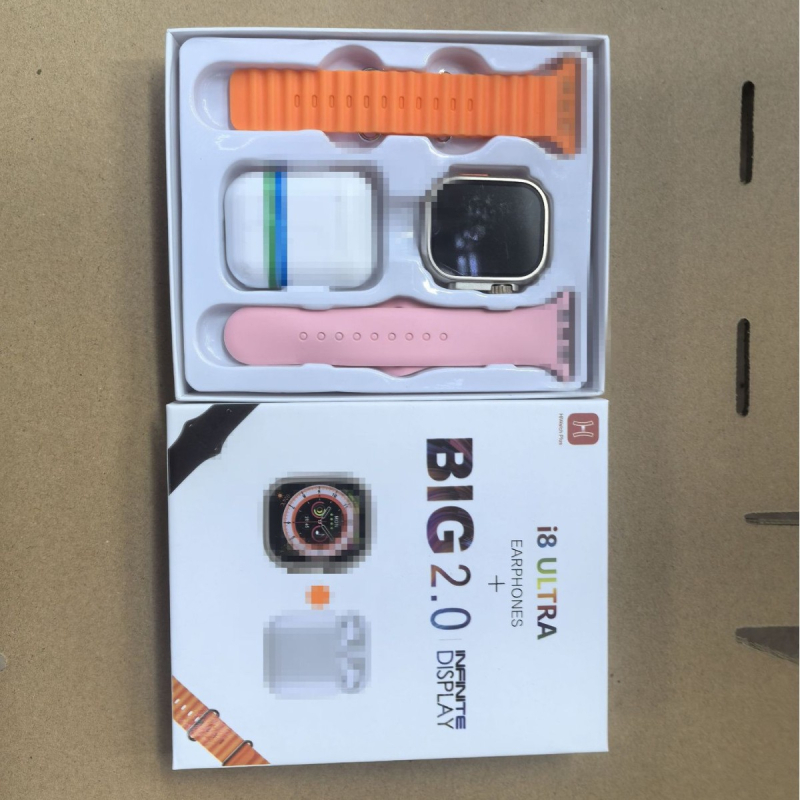 Έξυπνο ρολόι Senmatai i8 Ultra3 S10 με κλήσεις Bluetooth και ακουστικό, διπλός ιμάντας 2-σε-1, μέτρηση οξυγόνου αίματος, καρδιακών παλμών και αρτηριακής πίεσης, παρακολούθηση ύπνου, ασύρματη φόρτιση, συμβατό με Android.