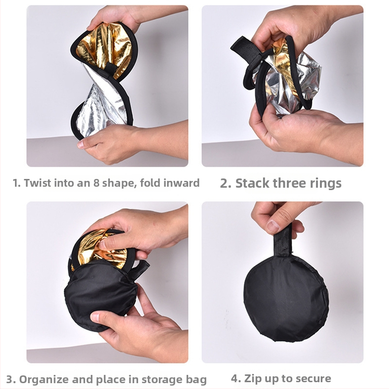 5-в-1 Фотографски отражател и сгъваем преносим панел за осветление, найлон, за всички условия