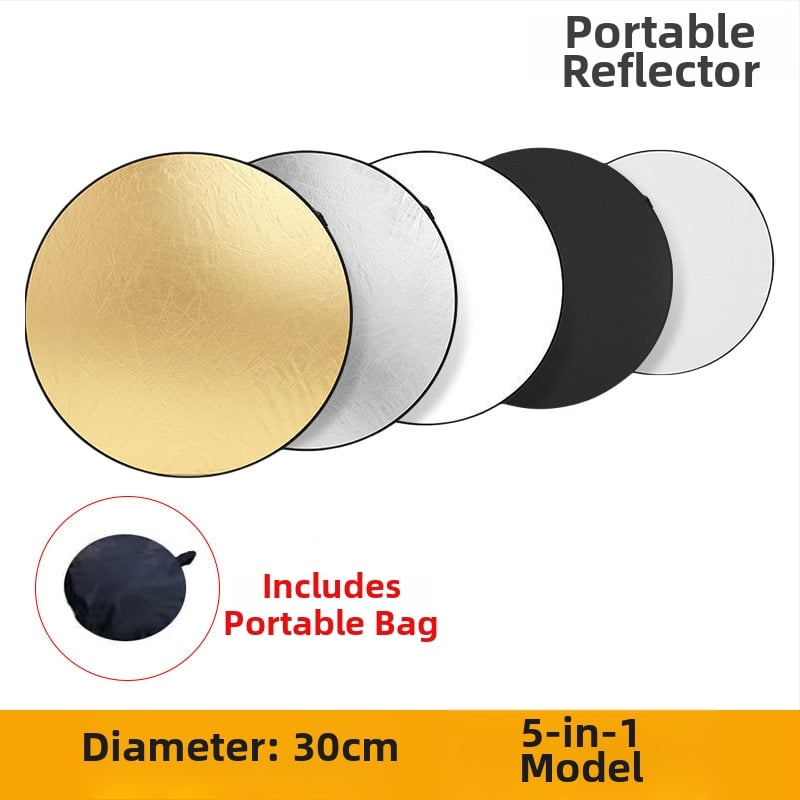 5-в-1 Фотографски отражател и сгъваем преносим панел за осветление, найлон, за всички условия