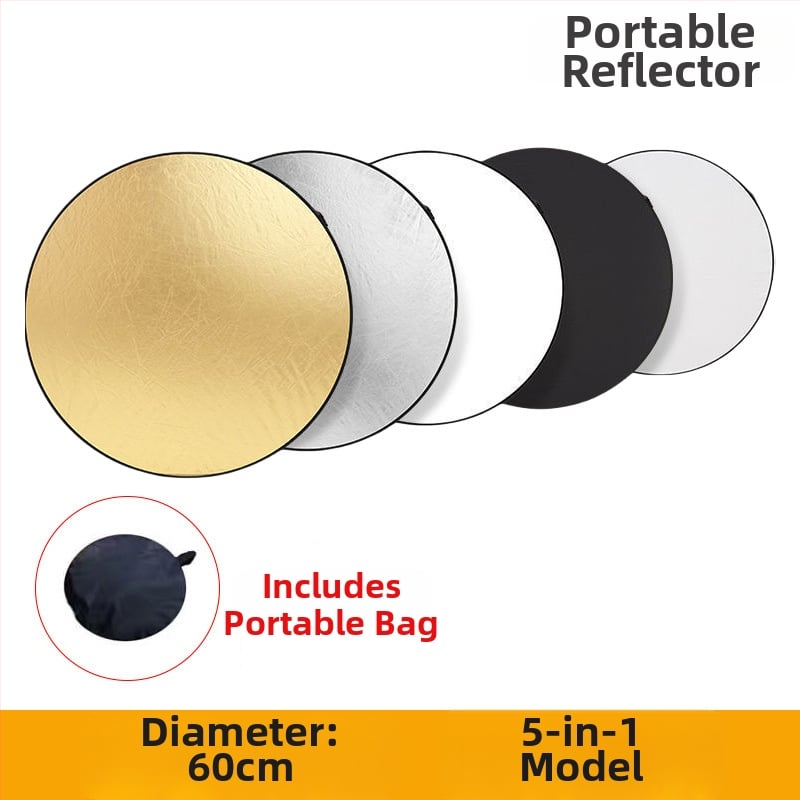 5-в-1 Фотографски отражател и сгъваем преносим панел за осветление, найлон, за всички условия