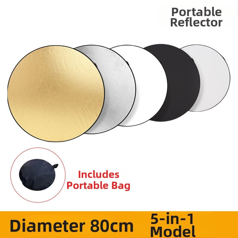 5-в-1 Фотографски отражател и сгъваем преносим панел за осветление, найлон, за всички условия