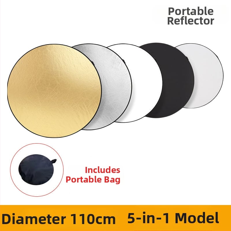 5-в-1 Фотографски отражател и сгъваем преносим панел за осветление, найлон, за всички условия