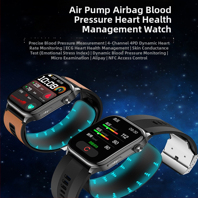 Ceas inteligent S101, afișaj AMOLED, ECG, măsurare tensiune arterială, monitorizare ritm cardiac, plăți NFC