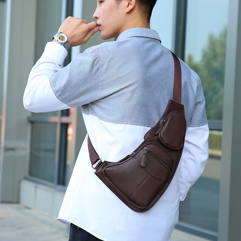 Muška torba za prsa - PU koža, Protukradnja, Urban stil, Model 9025, Za muškarce