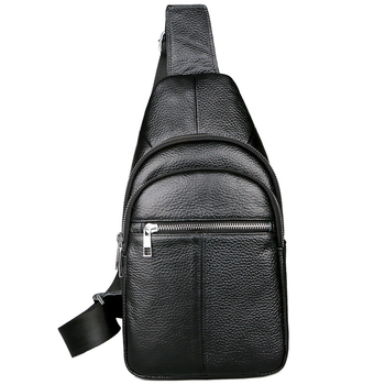 Geantă de piept pentru bărbați, din piele naturală, strat superior de piele, respirabilă, stil business, crossbody
