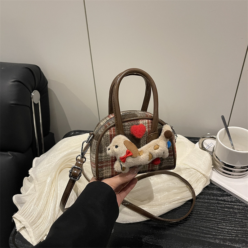 Dječja PU crossbody torbica s kariranim uzorkom, podstava od poliestera; otporna na habanje, zaštita kralježnice, svakodnevna upotreba, zima 2025, za djevojčice