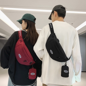Muška torbica za prsa, street style, najlon, vodootporna, uzorak s slovima, model -13