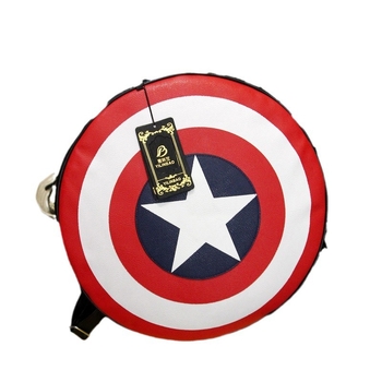 Captain America dječji kružni ruksak, PU materijal, ulični stil, geometrijski uzorak, kapacitet ispod 20 L, zakrivljene naramenice