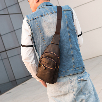 Muška chest bag u uličnoj modi, od kože goveda, otporna na habanje, model lj222