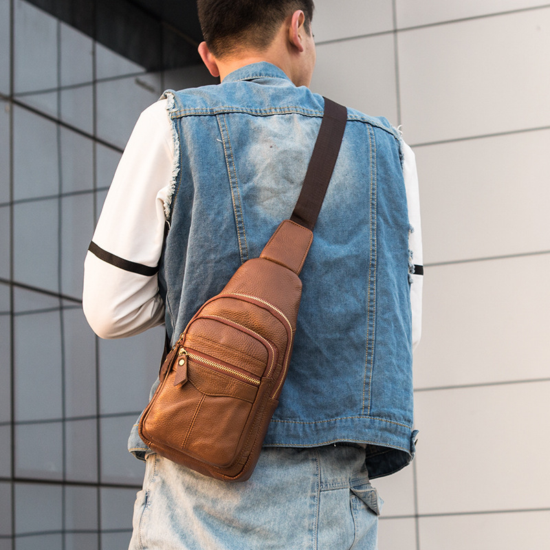Muška chest bag u uličnoj modi, od kože goveda, otporna na habanje, model lj222