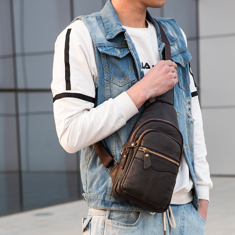 Muška chest bag u uličnoj modi, od kože goveda, otporna na habanje, model lj222
