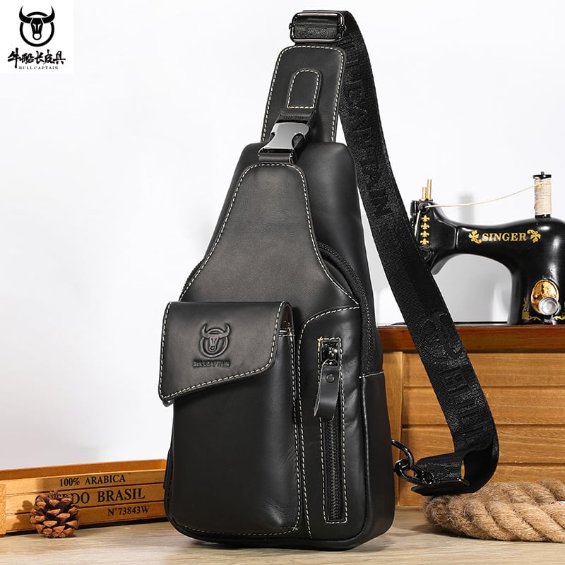 Muška torbica za prsa od prave kože, vrhunska koža prve klase, crossbody na jedno rame, protiv krađe, velika kapaciteta