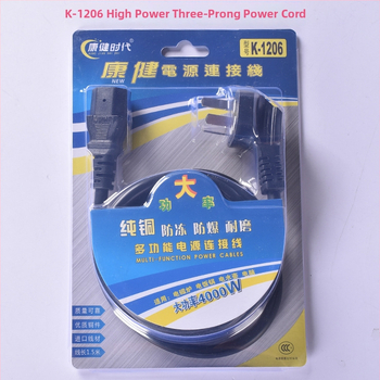 Health Захранващ кабел за рисоварник с три гнезда — чист мед, 4000W/16A, защита от прегряване